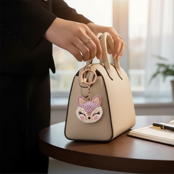 Bag Charm Key Ring - Pink Fox - Picture 2 of 3